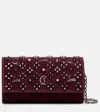 Christian Louboutin Paloma Studded Suede Wallet On Chain In Burgundy
