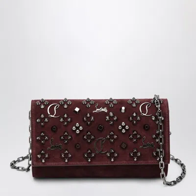 Christian Louboutin Paloma Studded Suede Wallet On Chain Burgundy