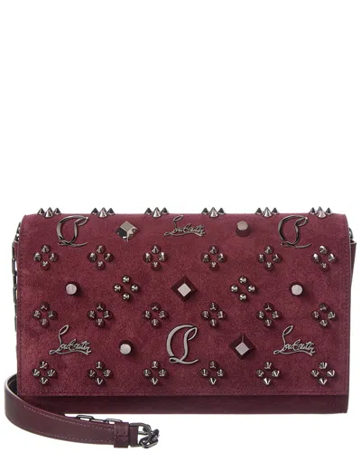 Christian Louboutin Paloma Suede Wallet On Chain In Burgundy