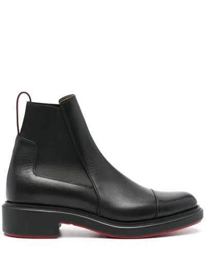 CHRISTIAN LOUBOUTIN PANELLED DESIGN ROUND TOE BOOTS