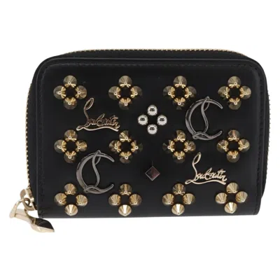 Pre-owned Christian Louboutin Panettone Coin Purse Embellished Leather Black Leather Wallets Accessory (pre-ow