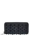 Christian Louboutin Panettone Studded Leather Zip Around Wallet In Black
