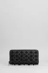 Christian Louboutin Panettone Studded Zip-around Wallet In Black Ultrablack