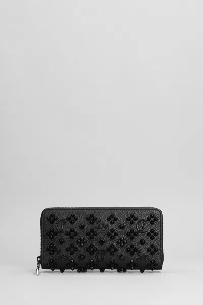Christian Louboutin Panettone Studded Zip-around Wallet In Black Ultrablack