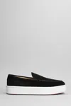 CHRISTIAN LOUBOUTIN CHRISTIAN LOUBOUTIN PAQUEBOAT FLAT SNEAKERS IN BLACK SUEDE
