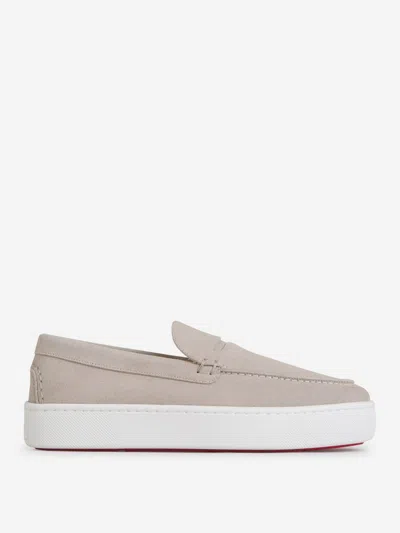 Christian Louboutin Paqueboat Moccasins In Gris Clar