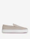 Christian Louboutin Paqueboat Suede Penny Loafers In Light Grey