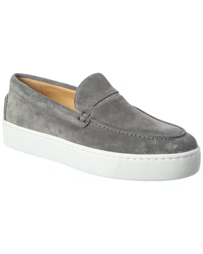 Christian Louboutin Men's Paqueboat Suede Boat Shoes In Grey