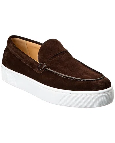 Christian Louboutin Paqueboat Suede Platform Sneaker In Brown