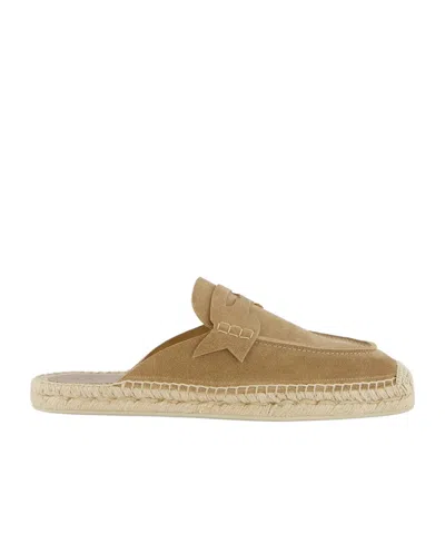 Christian Louboutin Paquepapa Collapsible-heel Croc-effect Leather-trimmed Suede Espadrilles In Brown