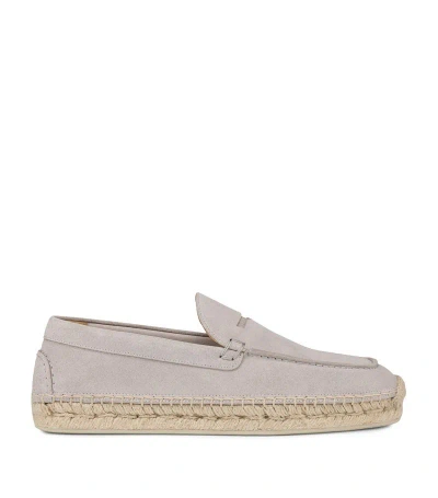 Christian Louboutin Paquepapa Suede Espadrille Loafers In Grey