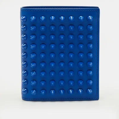 Pre-owned Christian Louboutin Paros Spikes Blue Leather Bifold Wallet