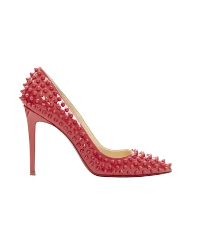 Christian Louboutin Pastel Pink Patent Spike Allover Stud Pigalle Pump In Red