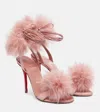Christian Louboutin Patapompom 100 Crêpe Satin Sandals In Pink