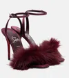 Christian Louboutin Patchoulina 100 Crêpe Satin Sandals In Burgundy