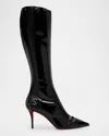 Christian Louboutin Cl In The 90s Leather Knee-high Boots 80 In Black