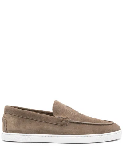 Christian Louboutin Patent Calf Leather Flat Shoes In Brown