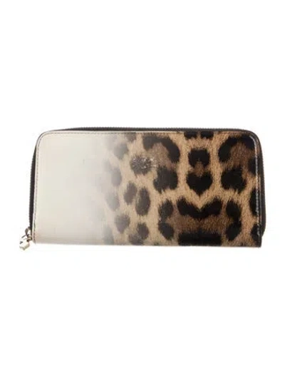 Pre-owned Christian Louboutin Patent Leather Animal Print Continental Wallet In Multi