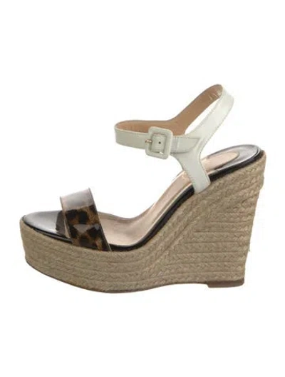 Pre-owned Christian Louboutin Patent Leather Animal Print Espadrilles In Brown