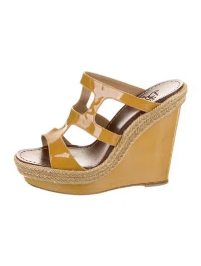 Pre-owned Christian Louboutin Patent Leather Animal Print Espadrilles In Neutral