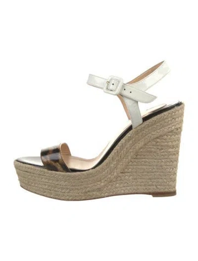 Pre-owned Christian Louboutin Patent Leather Animal Print Espadrilles In Neutrals