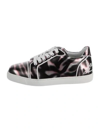 Pre-owned Christian Louboutin Patent Leather Animal Print Sneakers In Black
