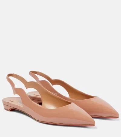 Christian Louboutin Patent Leather Ballet Flats In Beige
