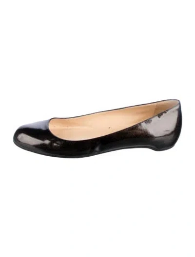 Pre-owned Christian Louboutin Patent Leather Ballet Flats In Black
