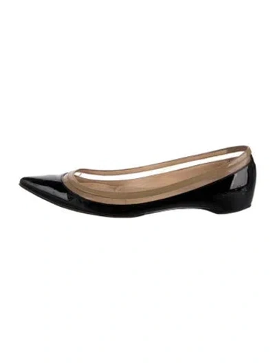 Pre-owned Christian Louboutin Patent Leather Ballet Flats In Black