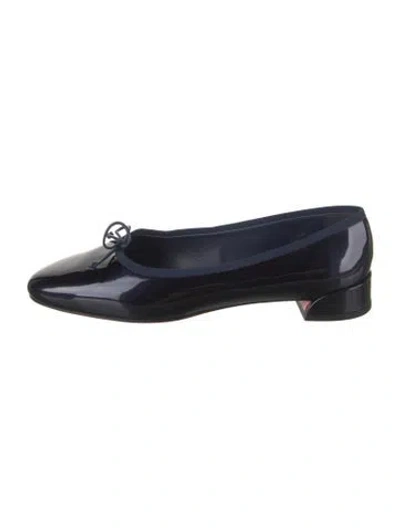 Pre-owned Christian Louboutin Patent Leather Ballet Flats In Blue