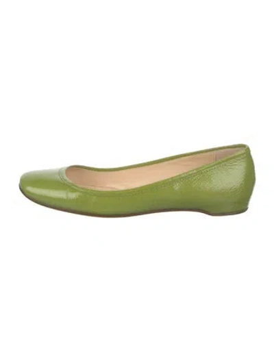 Pre-owned Christian Louboutin Patent Leather Ballet Flats In Green