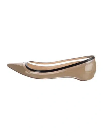 Pre-owned Christian Louboutin Patent Leather Ballet Flats In Neutral