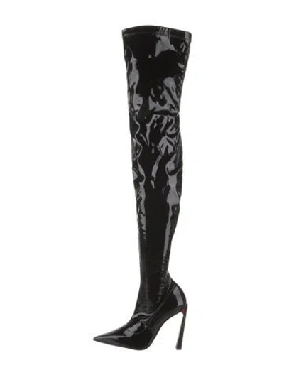 Pre-owned Christian Louboutin Patent Leather Boots In Black