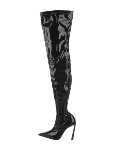 Pre-owned Christian Louboutin Patent Leather Boots In Black