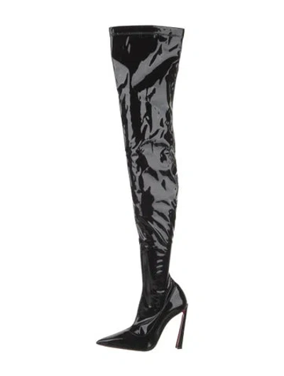 Pre-owned Christian Louboutin Patent Leather Boots In Black