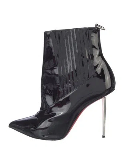 Pre-owned Christian Louboutin Patent Leather Boots In Black