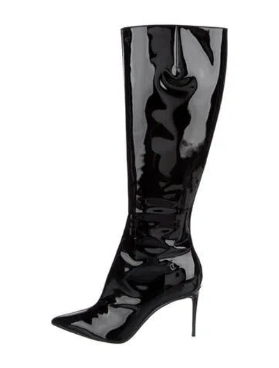 Pre-owned Christian Louboutin Patent Leather Boots In Black