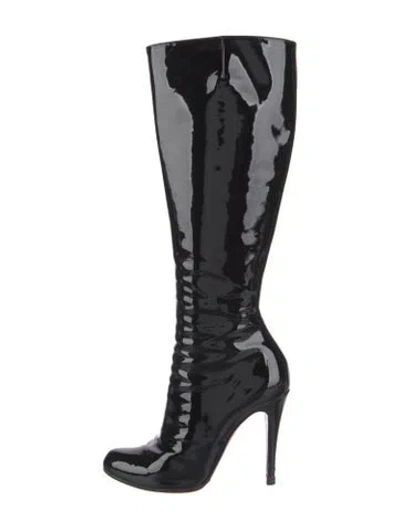 Pre-owned Christian Louboutin Patent Leather Boots In Black