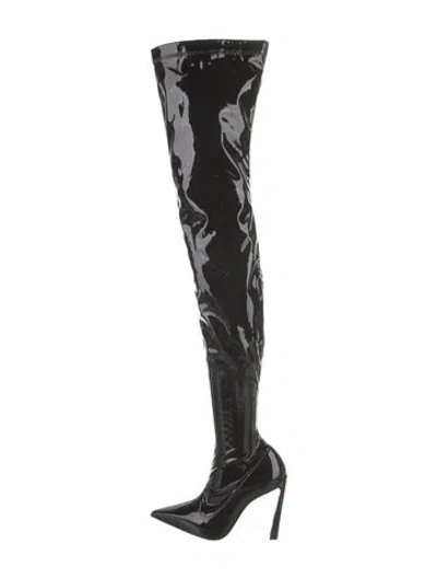 Pre-owned Christian Louboutin Patent Leather Boots In Black