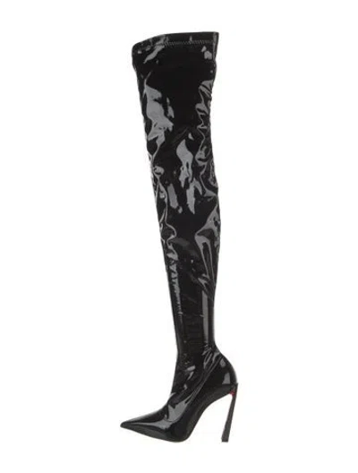 Pre-owned Christian Louboutin Patent Leather Boots In Black