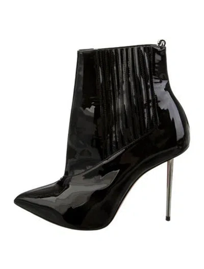 Pre-owned Christian Louboutin Patent Leather Boots In Black