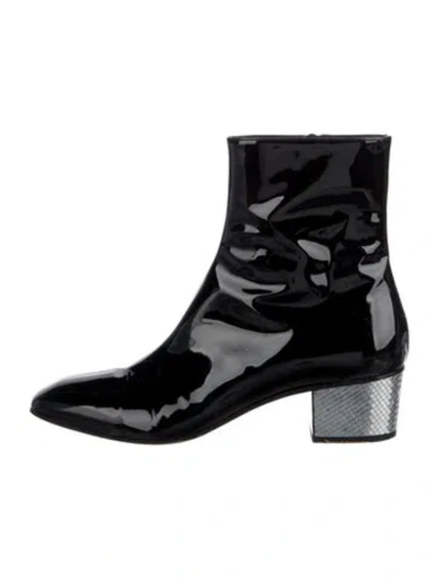 Pre-owned Christian Louboutin Patent Leather Boots In Black