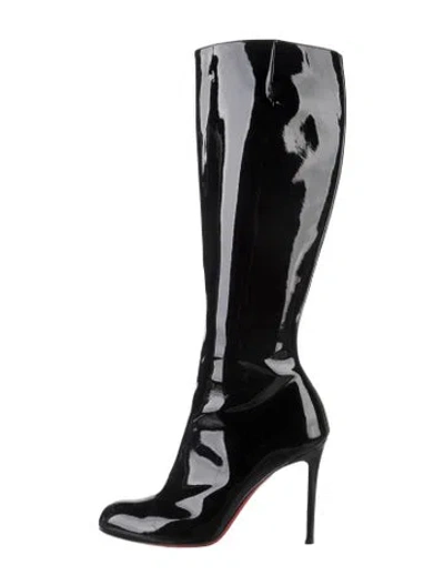 Pre-owned Christian Louboutin Patent Leather Boots In Black