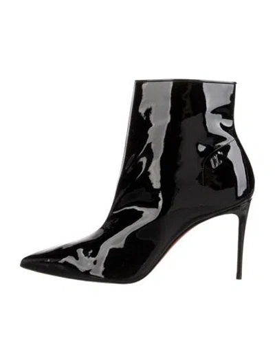 Pre-owned Christian Louboutin Patent Leather Boots In Black