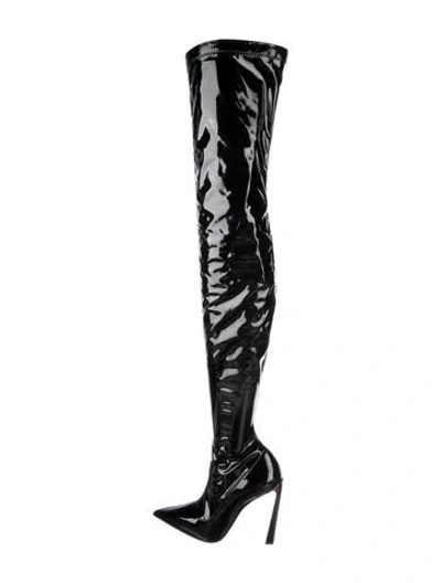 Pre-owned Christian Louboutin Patent Leather Boots In Black