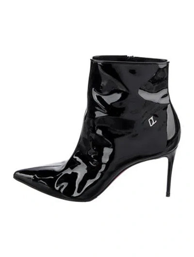 Pre-owned Christian Louboutin Patent Leather Boots In Black