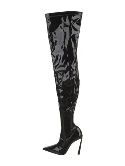 Pre-owned Christian Louboutin Patent Leather Boots In Black