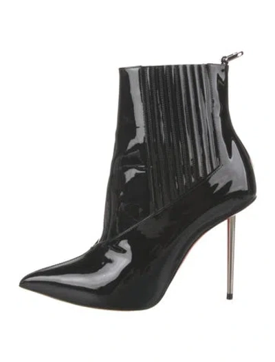 Pre-owned Christian Louboutin Patent Leather Boots In Black