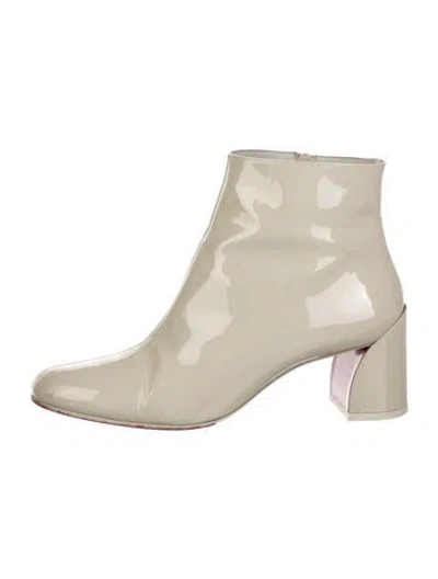 Pre-owned Christian Louboutin Patent Leather Boots In Gray