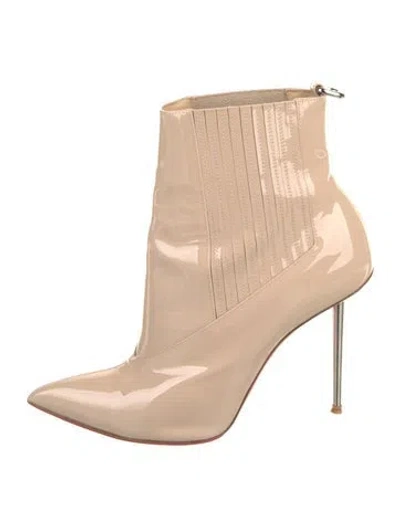 Pre-owned Christian Louboutin Patent Leather Boots In Neutral